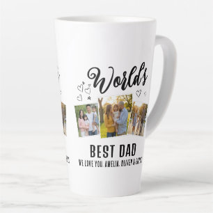 Beste Papa van de Wereld Aangepaste 3 Foto Collage Latte Mok