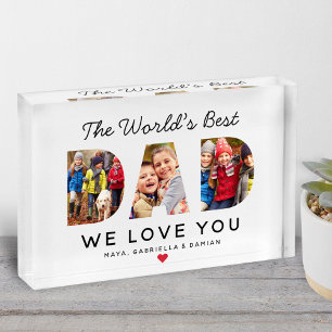Beste Papa van de Wereld Aangepaste Familiecollage Fotoblokken