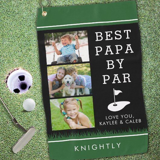BESTE PAPA VAN PAR 3 Foto-collage, speciaal gepers Golfhanddoek