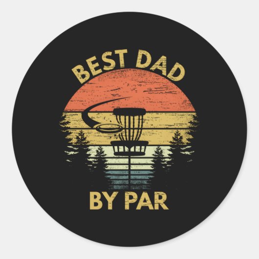 Beste papa van Par Disc Golf Vaders Dag Ronde Sticker (Voorkant)