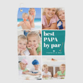 Beste Papa van Par | Fotocollage Vaderdag Golfhanddoek (Voorkant)