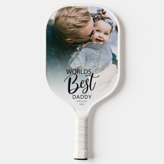Beste papa van werelden | Foto Pickleball Paddle (Achterkant)