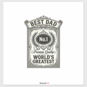 Beste Papa Vintage Gravure Vaderdag Sticker