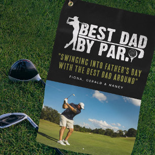 Beste papa volgens par aangepaste quote & foto golfhanddoek