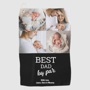 Beste papa volgens par custom 4 foto collage golfhanddoek