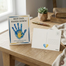 Beste Papa, zonder meer! Watercolor handafdruk ont