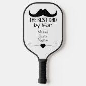 Beste Papa Zwart Mustache Vaderdag Aangepaste naam Pickleball Paddle (Achterkant)