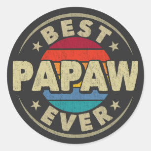 Beste papaw ooit retro  opa vaders dag ronde sticker