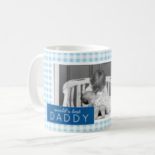 Beste pappa Gingham op maat foto van wereld Koffiemok