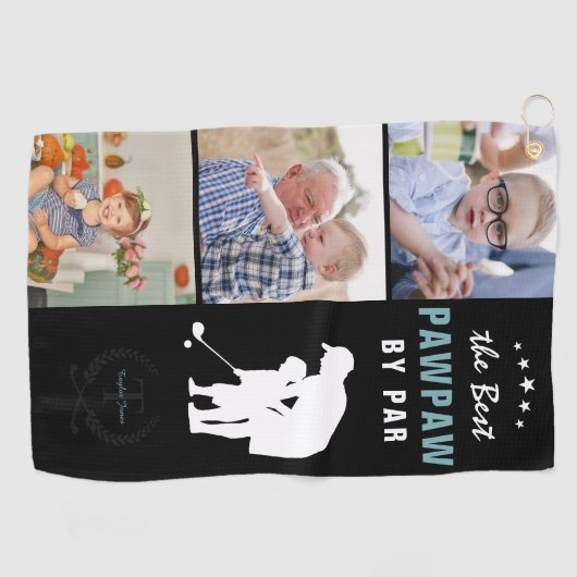 Beste paw op pagina | Monogram fotocollage Golfhanddoek (Horizontaal)