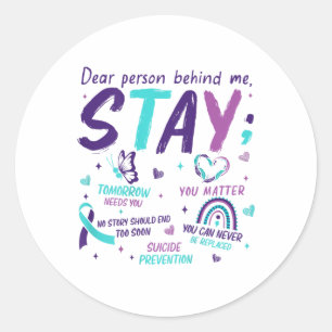 Beste Persoon Achter Me Jij Suicidebewustzijn Ronde Sticker