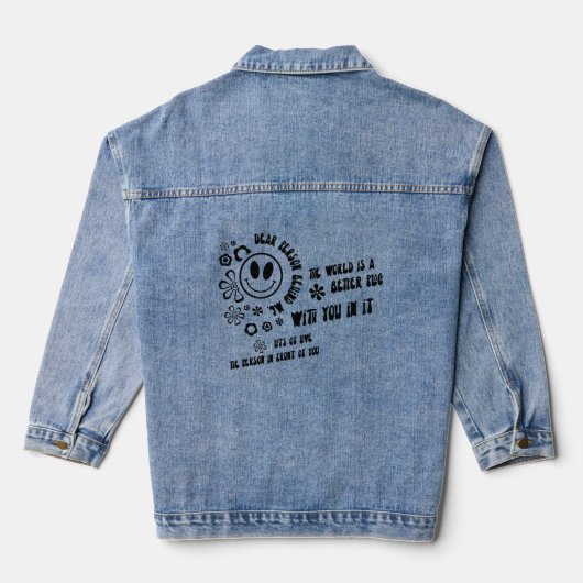 Beste persoon achter mij Motivatie Groovy Gezegde Denim Jacket (Achterkant)