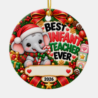 Beste Peuterleraar Ooit Schattige Olifant Kerstmis Keramisch Ornament