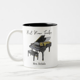 Beste pianoleraar aangepaste naam vleugel cadeau tweekleurige koffiemok