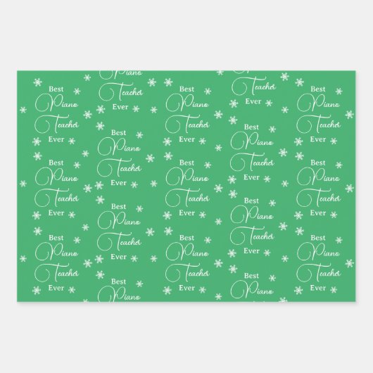 Beste pianoleraar ooit Piano Key Sneeuwvlokken Inpakpapier Vel (Voorkant)