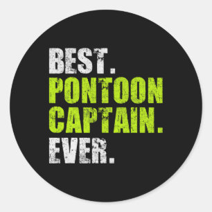 Beste Ponton Kapitein Ooit Grappige Boot Vaar Cade Ronde Sticker