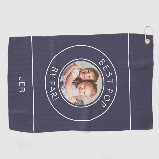 Beste Pop door Par Golfer Modern Fotogeschenk Navy Golfhanddoek (Horizontaal)