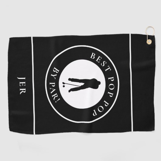 Beste Pop Pop van Par Grandpa Golfer Monogram Zwar Golfhanddoek (Horizontaal)