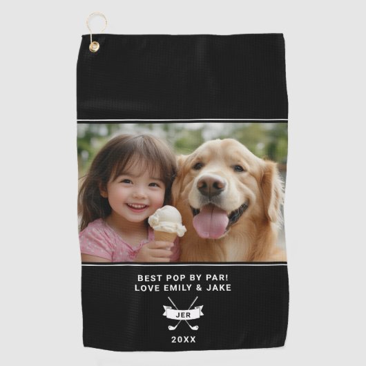 Beste Pop van Par | Monogram Leuke Foto Modern Cus Golfhanddoek (Voorkant)