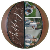 Beste Poppy Ooit Leer Vaders Dag Fotocollage Basketbal (Verticaal)