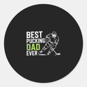 Beste Pucking Papa Ooit Retro IJshockey Coach Op V Ronde Sticker