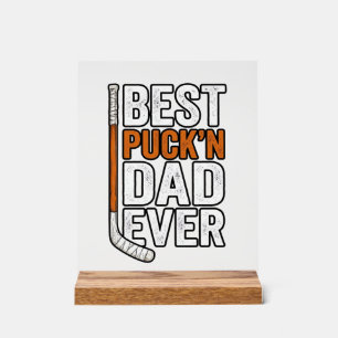 Beste Puck'n Papa Ooit Hockey Vader Vector Design_ Acryl Bord