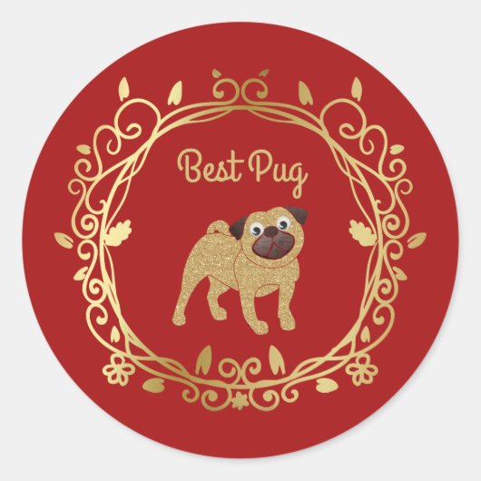Beste Pug  bruiloft Sticker (Voorkant)