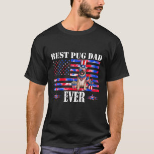 Beste Pug Papa Ooit Pug American Flag Stropdas ste T-shirt