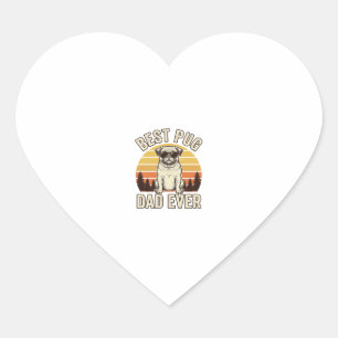 Beste Pug-papa ooit Vintage Pug T-shirt ontwerp_1 Hart Sticker