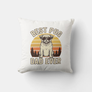 Beste Pug-papa ooit Vintage Pug T-shirt ontwerp_1 Kussen