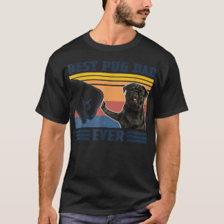 Beste Pug-papa ooit Zwarte versie Vintage Vader D T-shirt