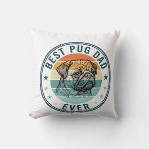 Beste Pug Vader Ooit Vintage Gravure Hond Shirt On Kussen