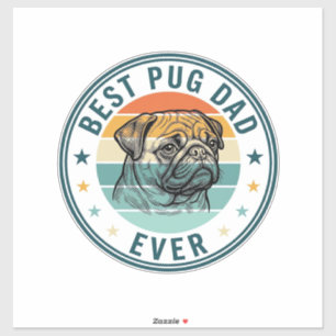 Beste Pug Vader Ooit Vintage Gravure Hond Shirt On Sticker