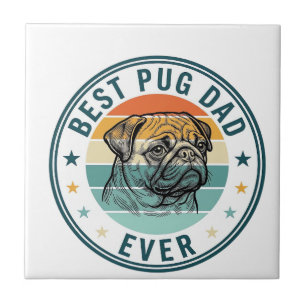 Beste Pug Vader Ooit Vintage Gravure Hond Shirt On Tegeltje