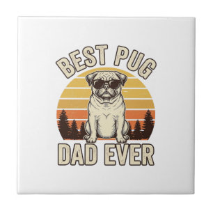 Beste Pug Vader Ooit Vintage Pug T-Shirt Ontwerp_1 Tegeltje