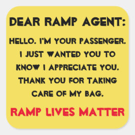 "Beste Ramp Agent" Bagage Vierkante Sticker