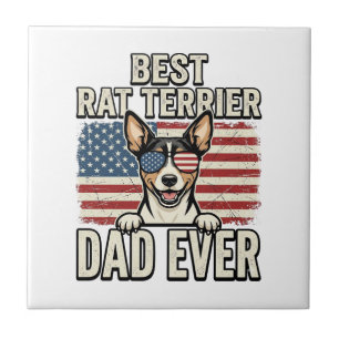 Beste Rat Terrier Vader Ooit Patriottisch Hond Shi Tegeltje