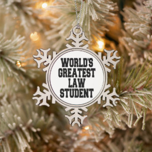 Beste rechtenstudent ter wereld tin sneeuwvlok ornament