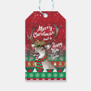 Beste rendieres - Vrolijk kerstfeest en gelukkig n Cadeaulabel