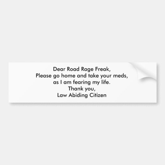 Beste Road Rage Bumpersticker (Voorkant)