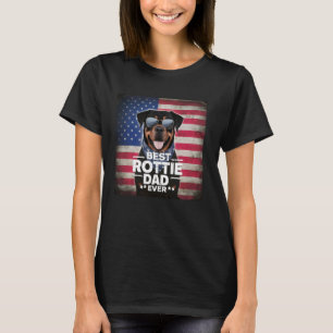Beste Rottie Dad Ooit Rottweiler American Flag Dog T-shirt