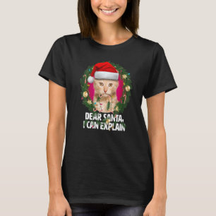 Beste Santa Cute Red Tabby Cat Naughty voor Christ T-shirt