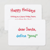 Beste Santa Define Good Funny Holiday Kerstmis Kaart (Voorkant / Achterkant)