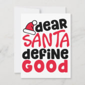 Beste Santa Define Good Funny Kerstmis Feestdagenkaart (Voorkant)