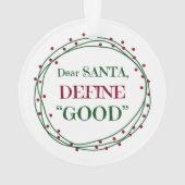 Beste Santa Define Good Funny Ornament (achterkant)