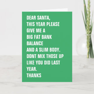 Beste Santa Fat Bank Balance Slim Body Feestdagen Kaart