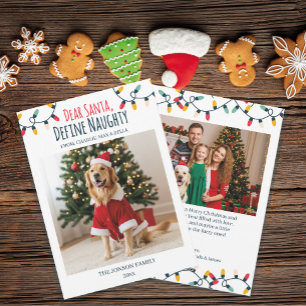Beste Santa Naughty Funny Dog Kerstmis 2 Foto's Feestdagenkaart