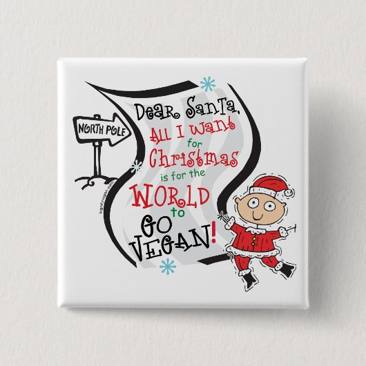 Beste Santa Vegan Wish Vierkante Button 5,1 Cm (Voorkant)