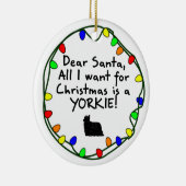 Beste Santa Yorkie Keramisch Ornament (Rechts)