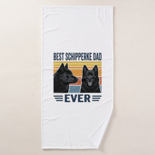 Beste Schipperke Vader Ooit Retro Hond Vector Desi Badhanddoek